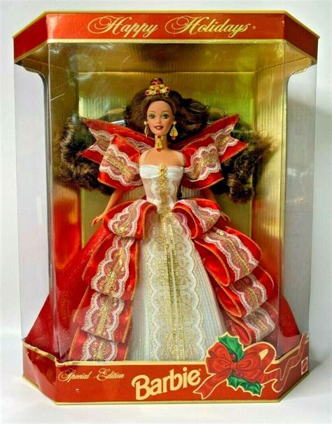 holiday barbie 1997|1997 happy holidays barbie misprint.